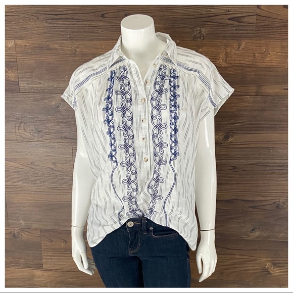 NWT Pilcro Embroidered Surf Blouse - Picture 3 of 7